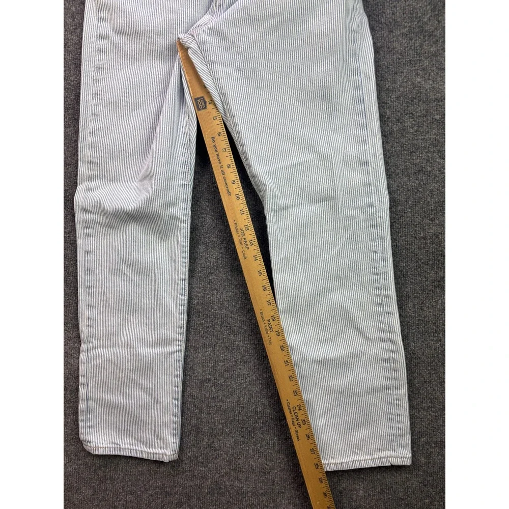 Levi's 501 Jeans Womens 28 Blue White Hickory Stripe High Rise Straight Leg